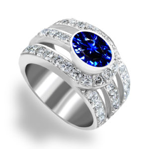Engagement center stone sapphire ladies ring