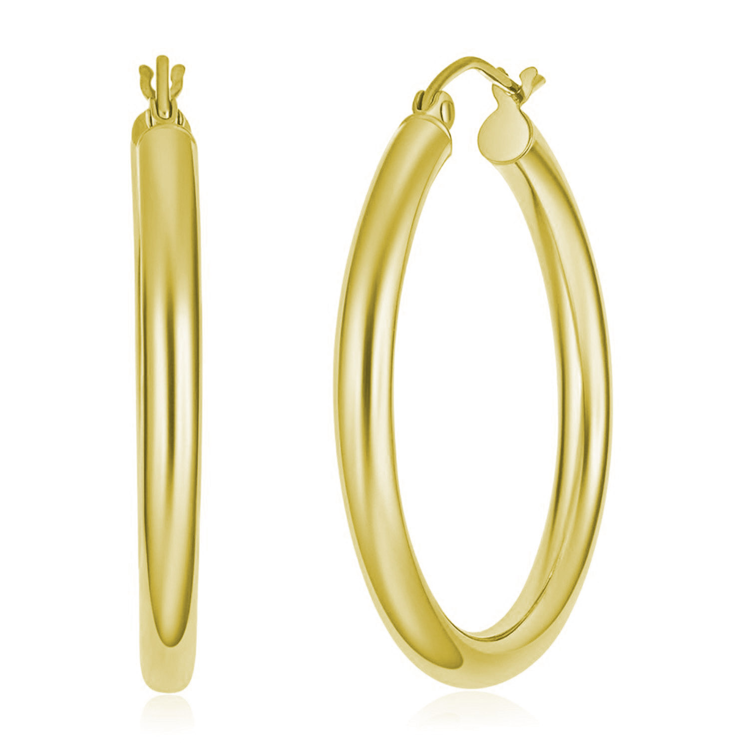 14K Yellow Gold Classic Hoop Earrings (4mm wide) - Sarkisians Jewelry
