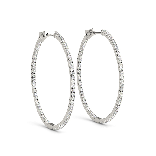 14K/18K White Gold Diamond Hoop Earrings 0.40- 3.12 Carat Total Weight