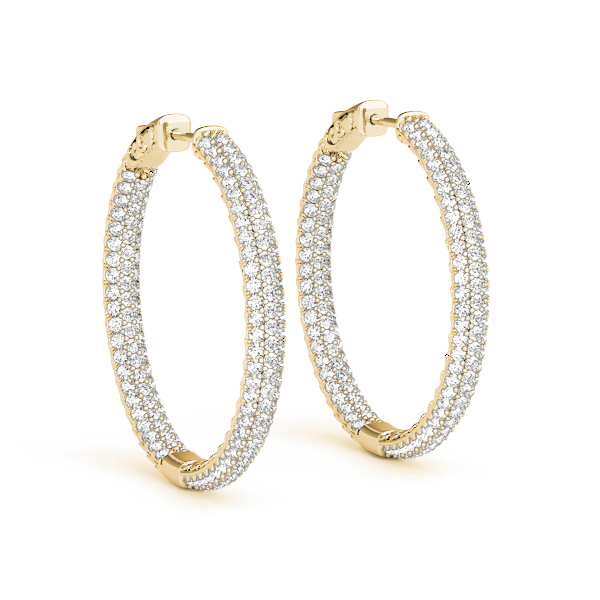 Inside Out Pave Yellow Gold Diamond Hoop Earrings - Sarkisians Jewelry