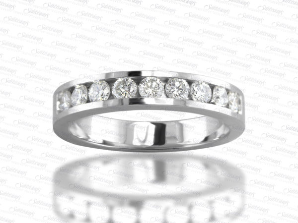 CHANNEL SET AND BAGUETTE DIAMOND ENGAGEMENT AND WEDDING RINGS WITH PEA –  Transcend Fine Jewellery
