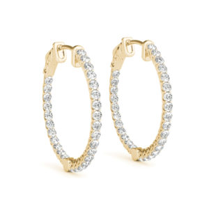 Diamond Hoopd Earrings Yellow Gold 41024-1