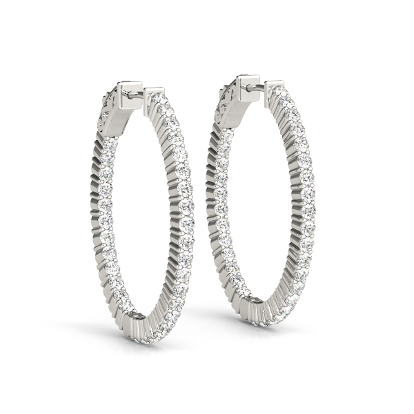 Inside Out White Gold Diamond Hoop Earrings - Sarkisians Jewelry