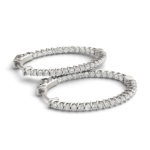 Modern Diamond Hoop Earrings White Gold 41025-2