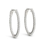 Modern Diamond Hoop Earrings White Gold 41025-5