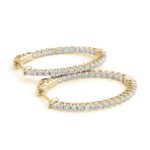 Modern Diamond Hoop Earrings Yellow Gold 41025-1