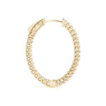 Modern Diamond Hoop Earrings Yellow Gold 41025-2
