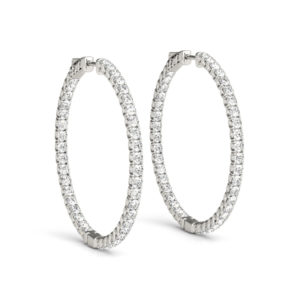 White Gold Diamond Hoop Earrings-1