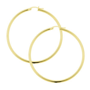 Yellow Gold 2mm width Classic hoop earrings HE2M