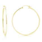 Yellow Gold Hoop Earrings 2mm width HE2M-Yellow gold