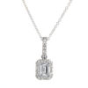 Emerald Shape Gemstone or DImaond Halo Pendant pn717-1