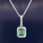 Emerald Shape Gemstone or DImaond Halo Pendant pn717-1-15