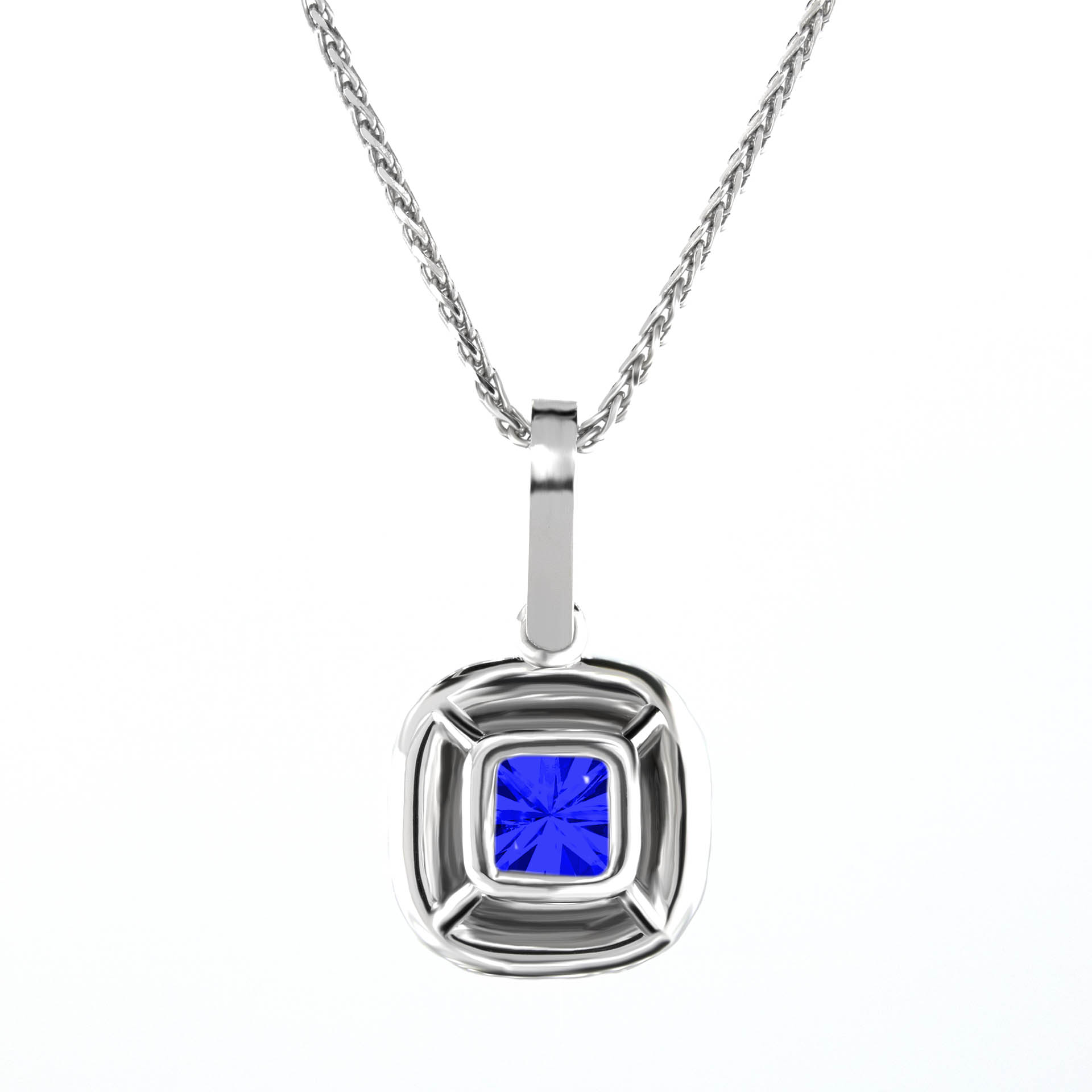 Round Blue Sapphire Solitaire Pendant Necklace Sterling Silver 1.60ct - V152