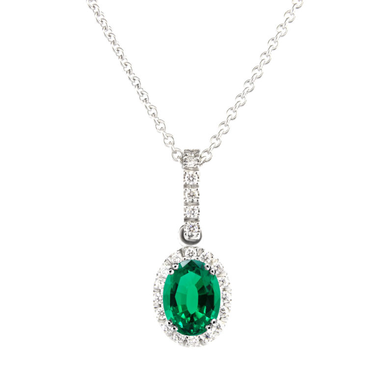 Oval Center Halo Diamond or Gemstone Pendant PN712-7