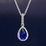 Pear SHape Gemstone and DIamond Halo Pendant PN720-11