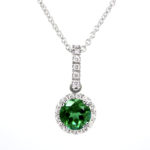 Natural Emerald Gemstone Halo Pendant