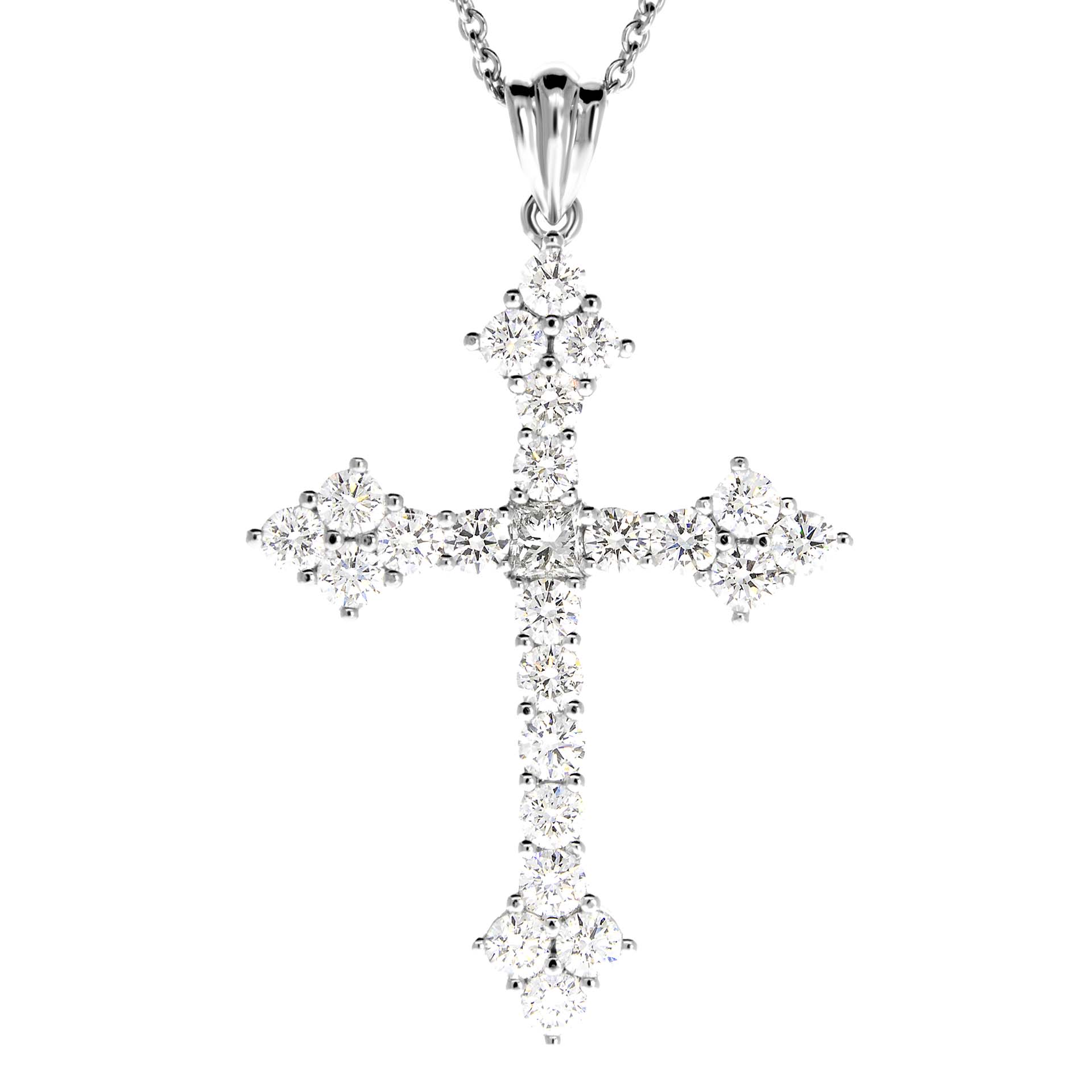 Diamond Cross Necklace Pendant 2.36 Carats Gold or Platinum ...