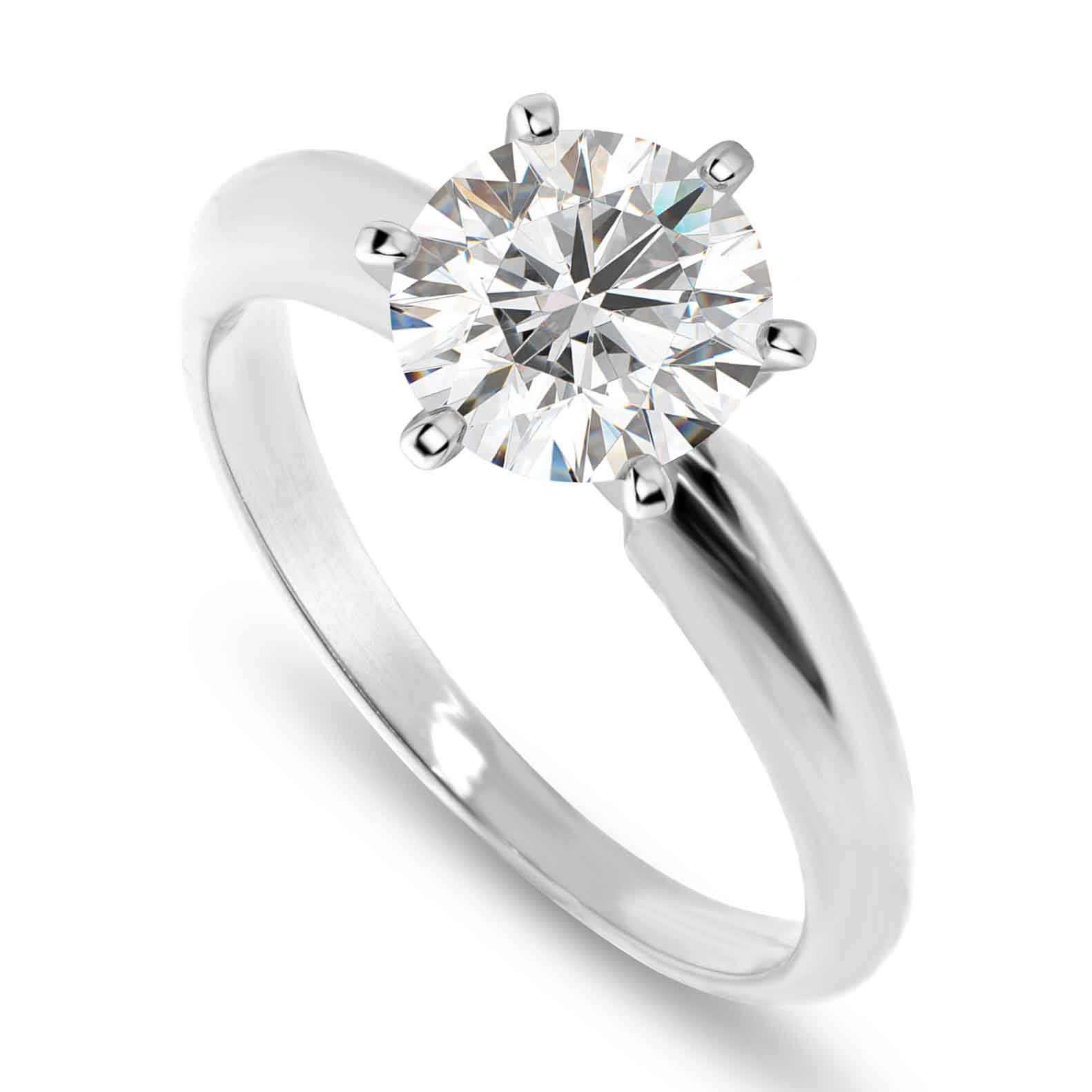 Classic 6 Prong Solitaire Engagement Ring Setting