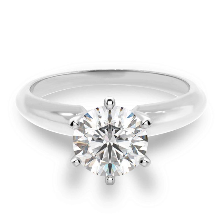 Engagement ring solitaire six prong