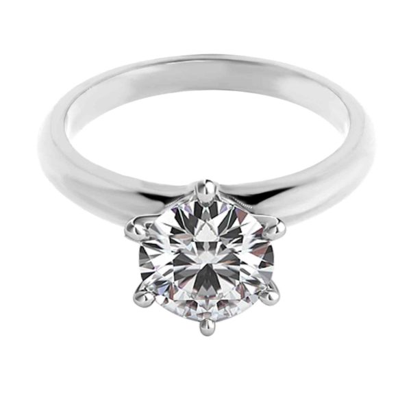 SOlitaire six prong ring gold and platinum