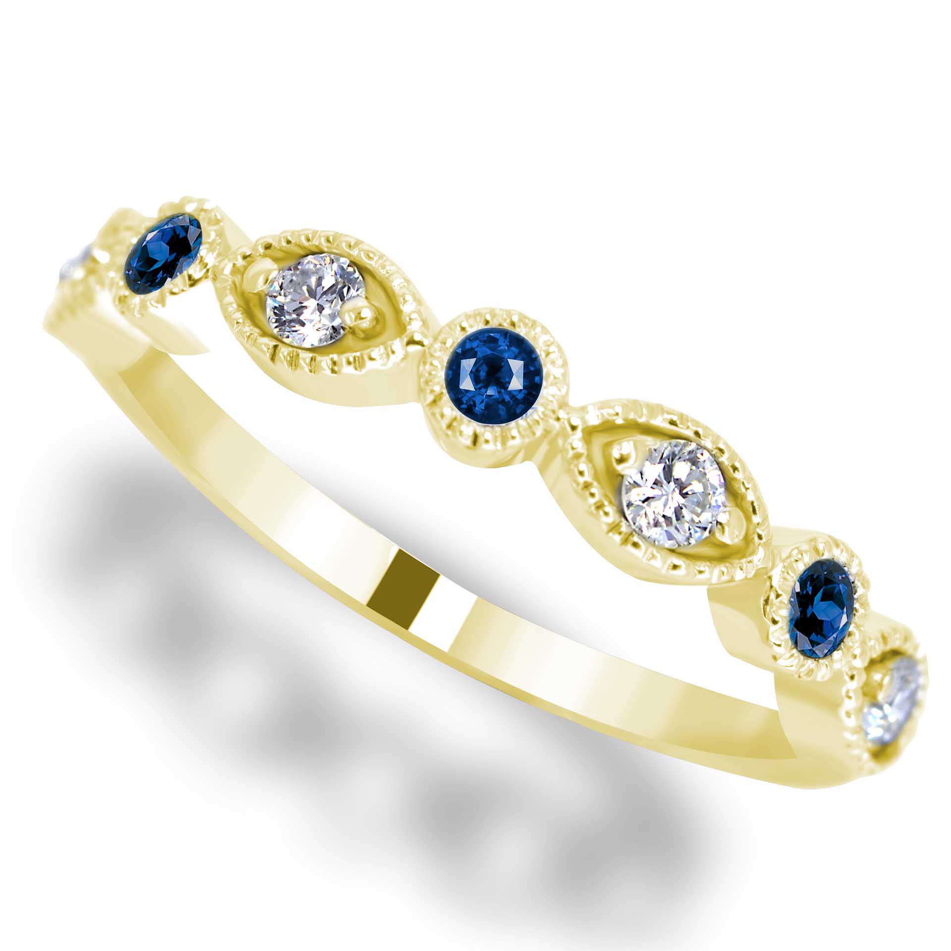 Diamond & Blue Sapphire Stackable Ring - Sarkisians Jewelry