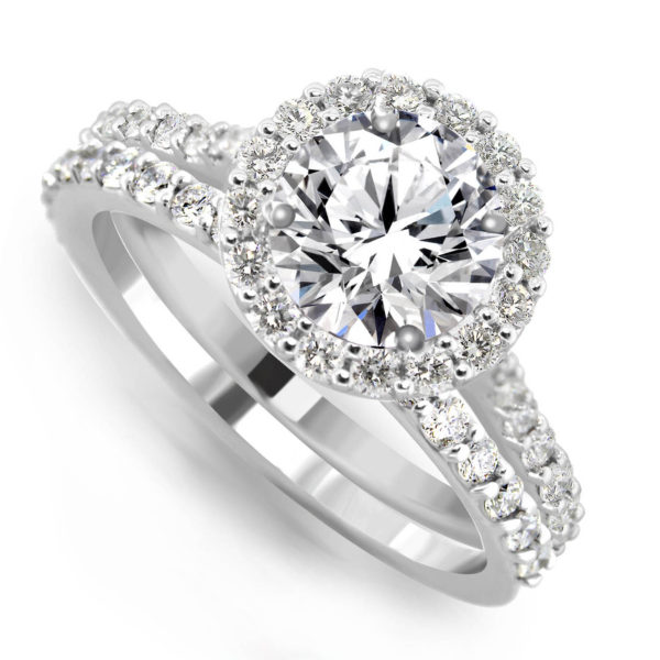 Halo Round Engagement Bridal Set LR8421 LR8437-2