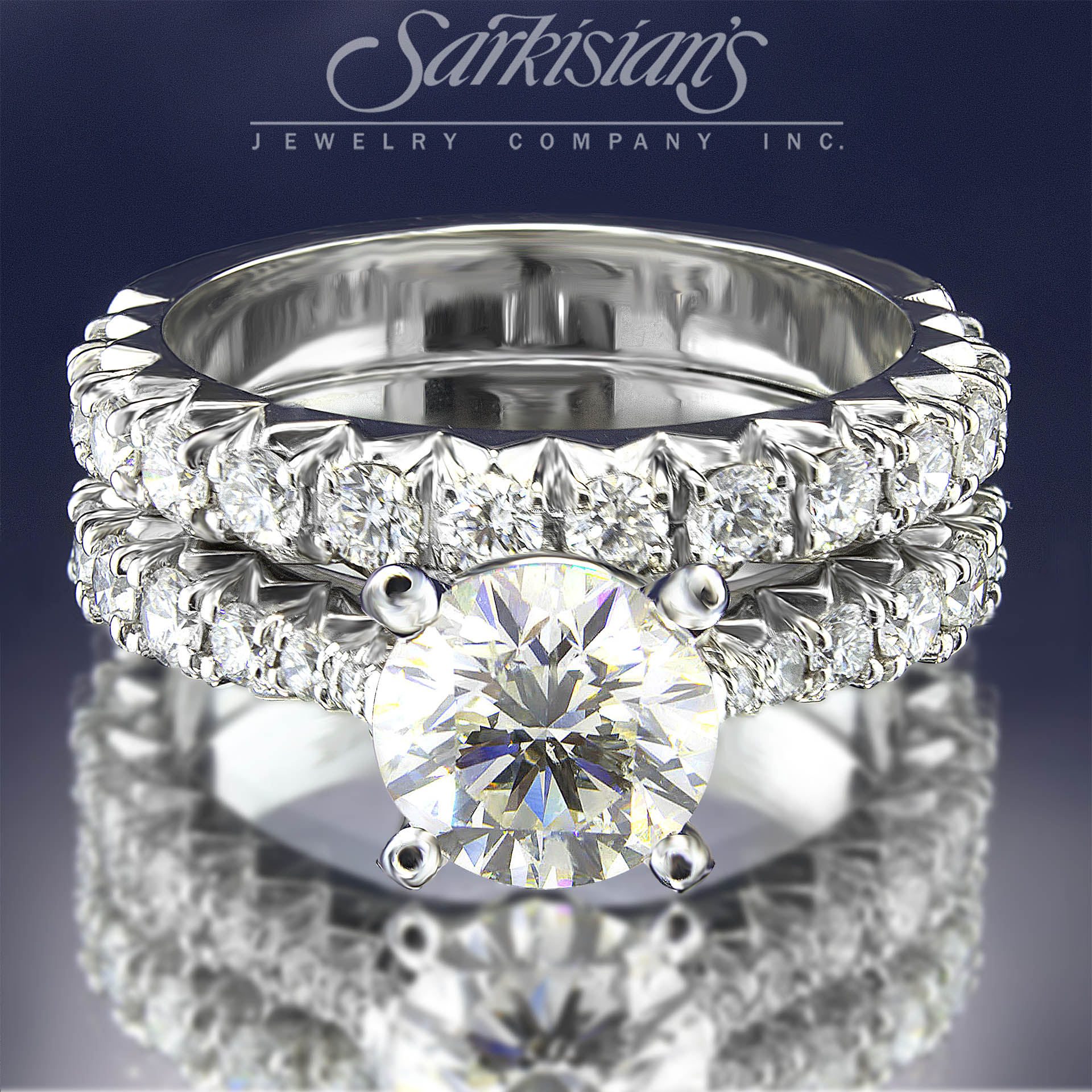 Prong Set Engagement and Wedding Matching Band Bridal Set ... (1920 x 1920 Pixel)