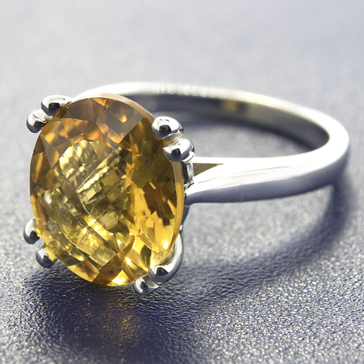 Oval Citrine Solitaire Double Prong Ring - Sarkisians Jewelry