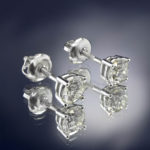 0.85 Carats Round Diamond Stud Earrings, Gold or Platinum ST-4PR085-1