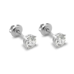 0.85 Carats Round Diamond Stud Earrings, Gold or Platinum ST-4PR085-3