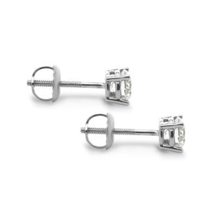 0.85 Carats Round Diamond Stud Earrings, Gold or Platinum ST-4PR085-6