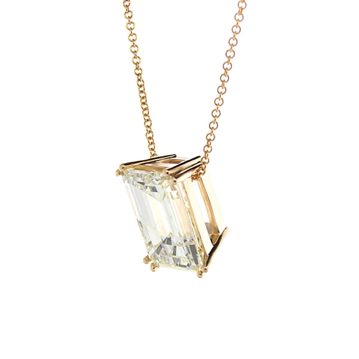 Double Prong Emerald Cut Diamond Necklace - Sarkisians Jewelry
