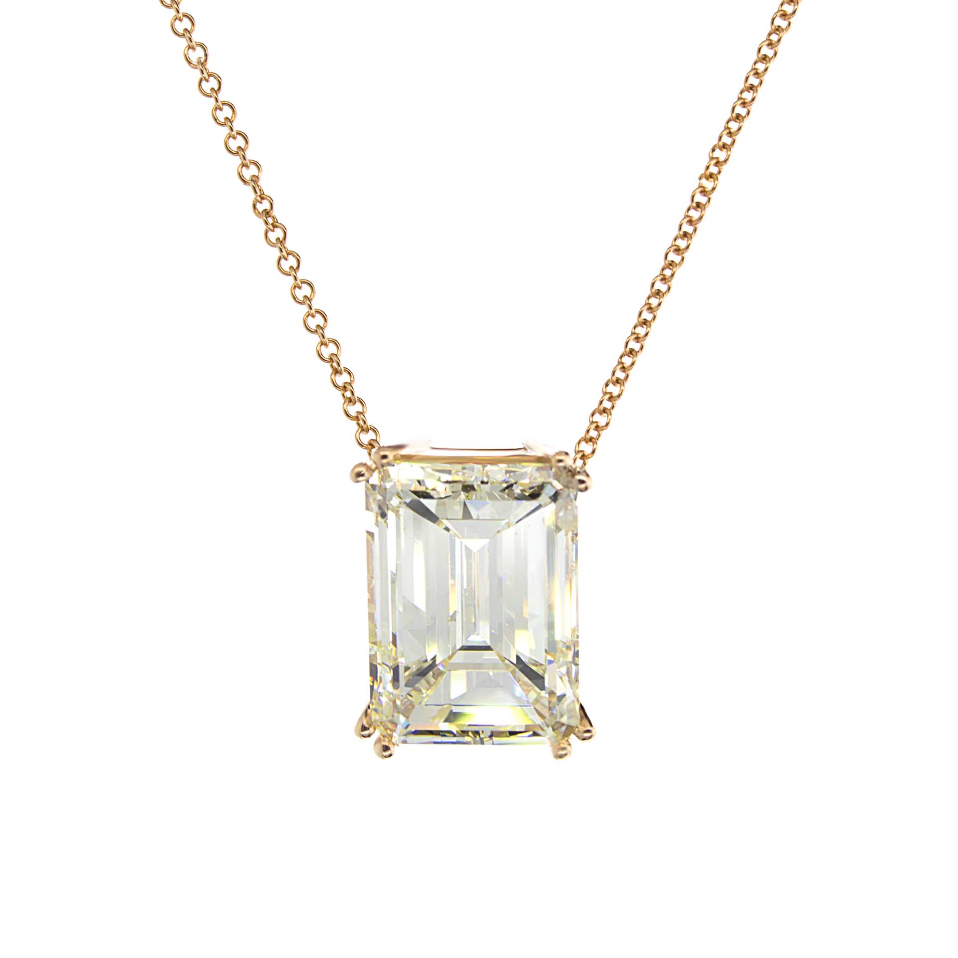 Emerald Cut Diamond Solitaire Necklace 