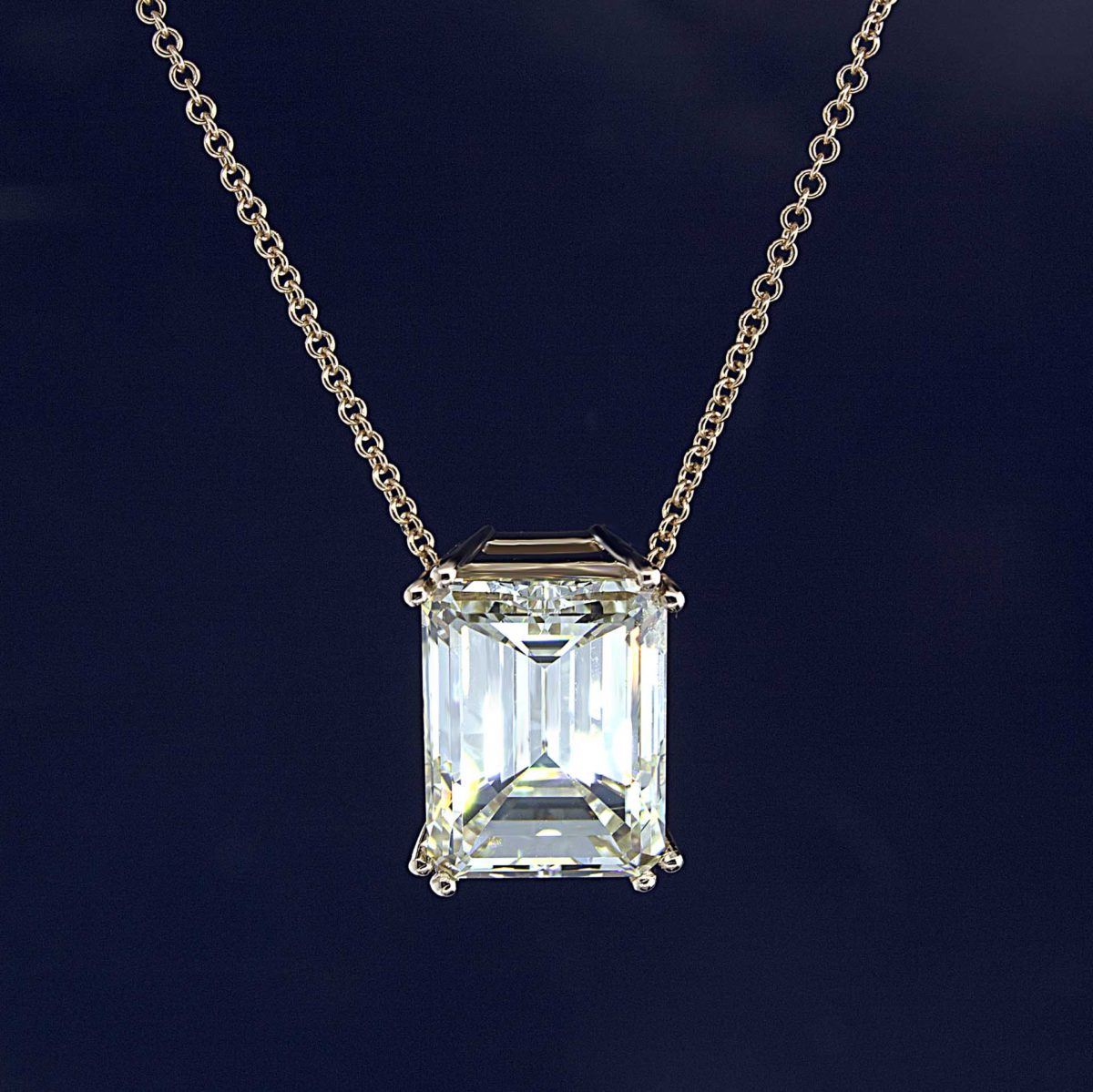 Double Prong Emerald Cut Diamond Necklace - Sarkisians Jewelry