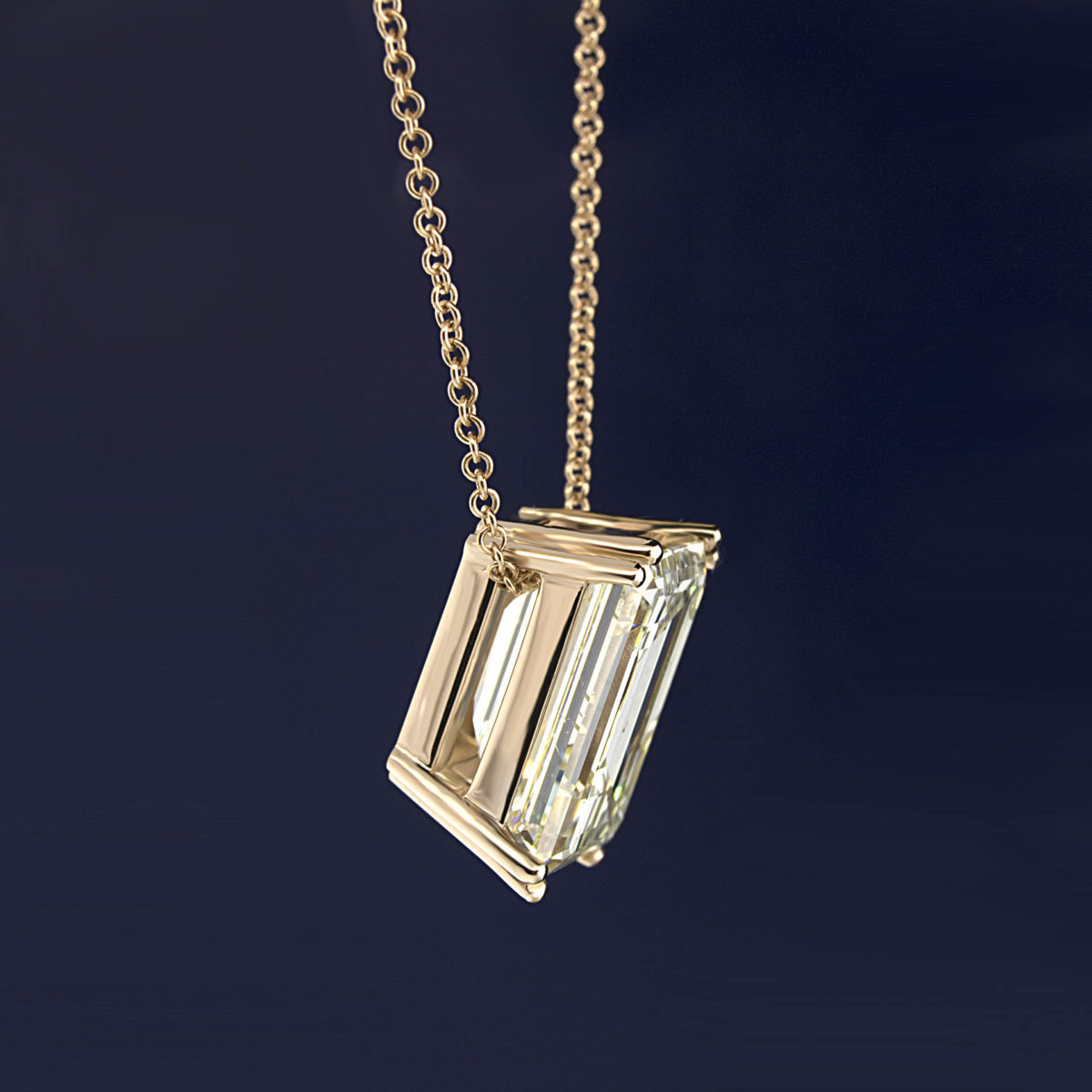 Double Prong Emerald Cut Diamond Necklace - Sarkisians Jewelry