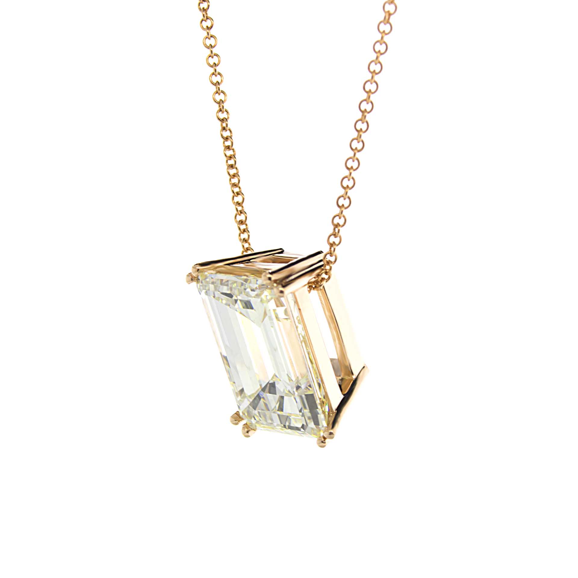 Certified - 2 Carat Emerald Cut Moissanite - Charming Pendant Necklace -  18K Yellow Gold Plating Over Silver - Walmart.com