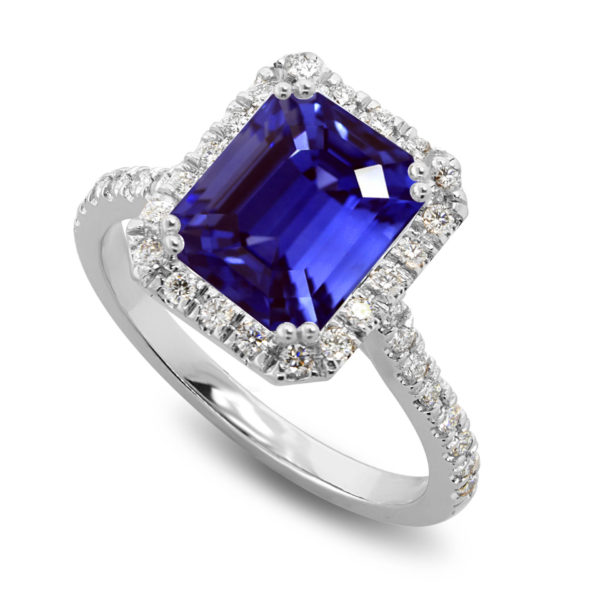 Genuine Blue Sapphire Diamond Engagement ring LR8461-SAP-1