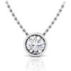 Bezel Set Round Diamond Solitaire Necklace Pendant, Gold or Platinum-1