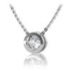 Bezel Set Round Diamond Solitaire Necklace Pendant, Gold or Platinum-6