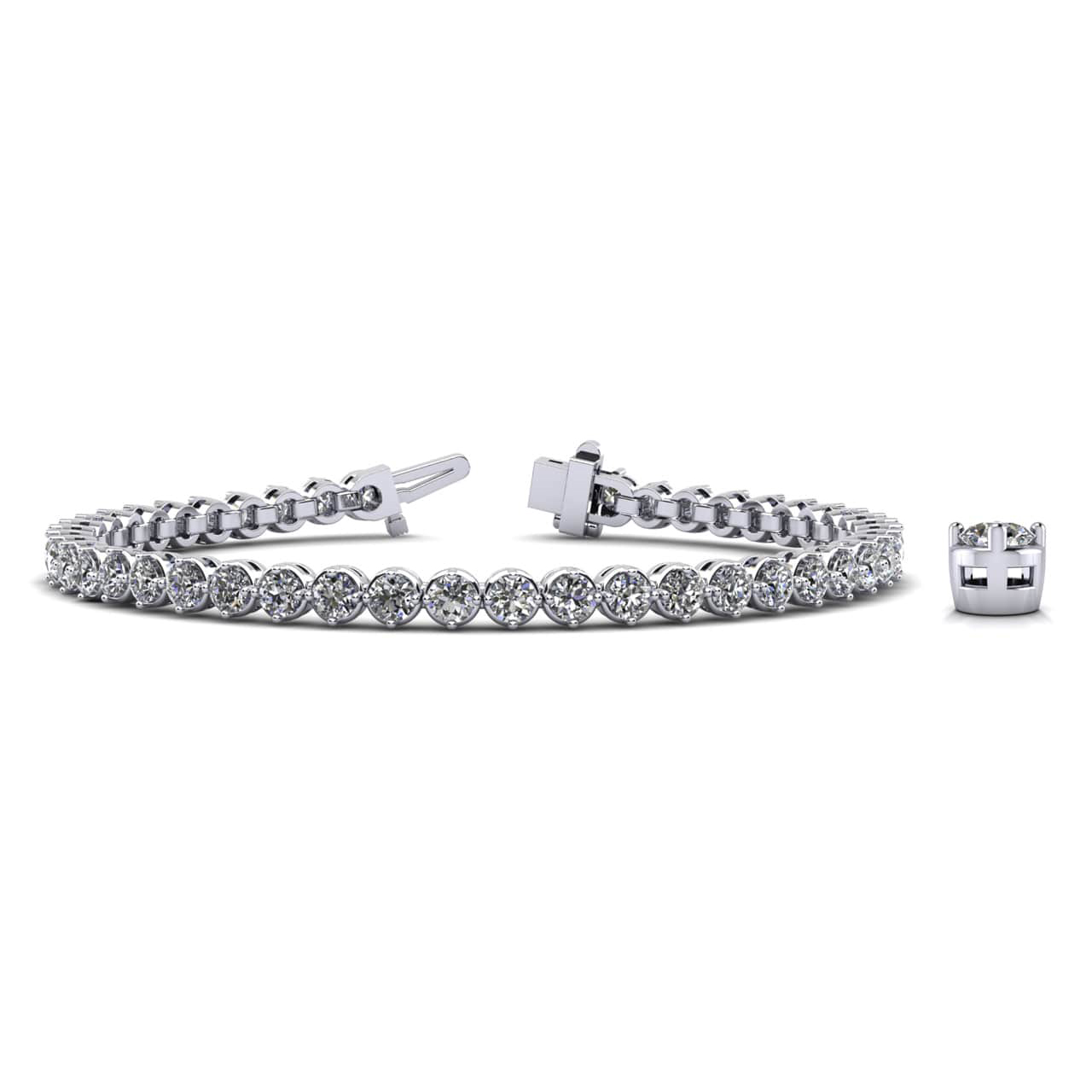 Diamond Lock Round Link Chain Bracelet, White Diamonds – Kick Pleat