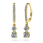 0.93 Carat Double Drop Diamond Hoop Earrings, Gold or Platinum -4