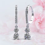 0.93 Carat Double Drop Diamond Hoop Earrings, Gold or Platinum -5