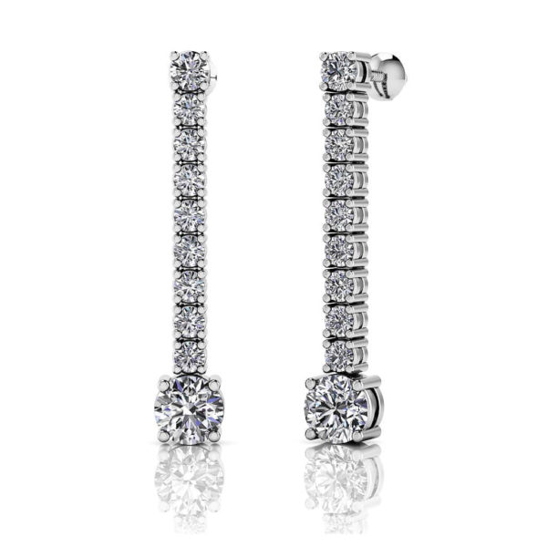 0.97 Carat Twenty Diamonds Dangle Drop Earrings, Gold or Platinum-5-6