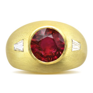 1.60 Carat Genuine Ruby and 0.40 Carat Baguette Diamond Men's Ring MR3660-RUB -11