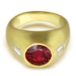 1.60 Carat Genuine Ruby and 0.40 Carat Baguette Diamond Men's Ring MR3660-RUB -7