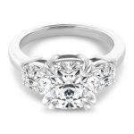 Double Eagle Claw Prong Cushion Cut Diamond Three Stone Engagement Ring LR8322-1