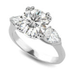 Double Prong Round & Pear Shape Side Diamond Engagement Ring LR7743-1