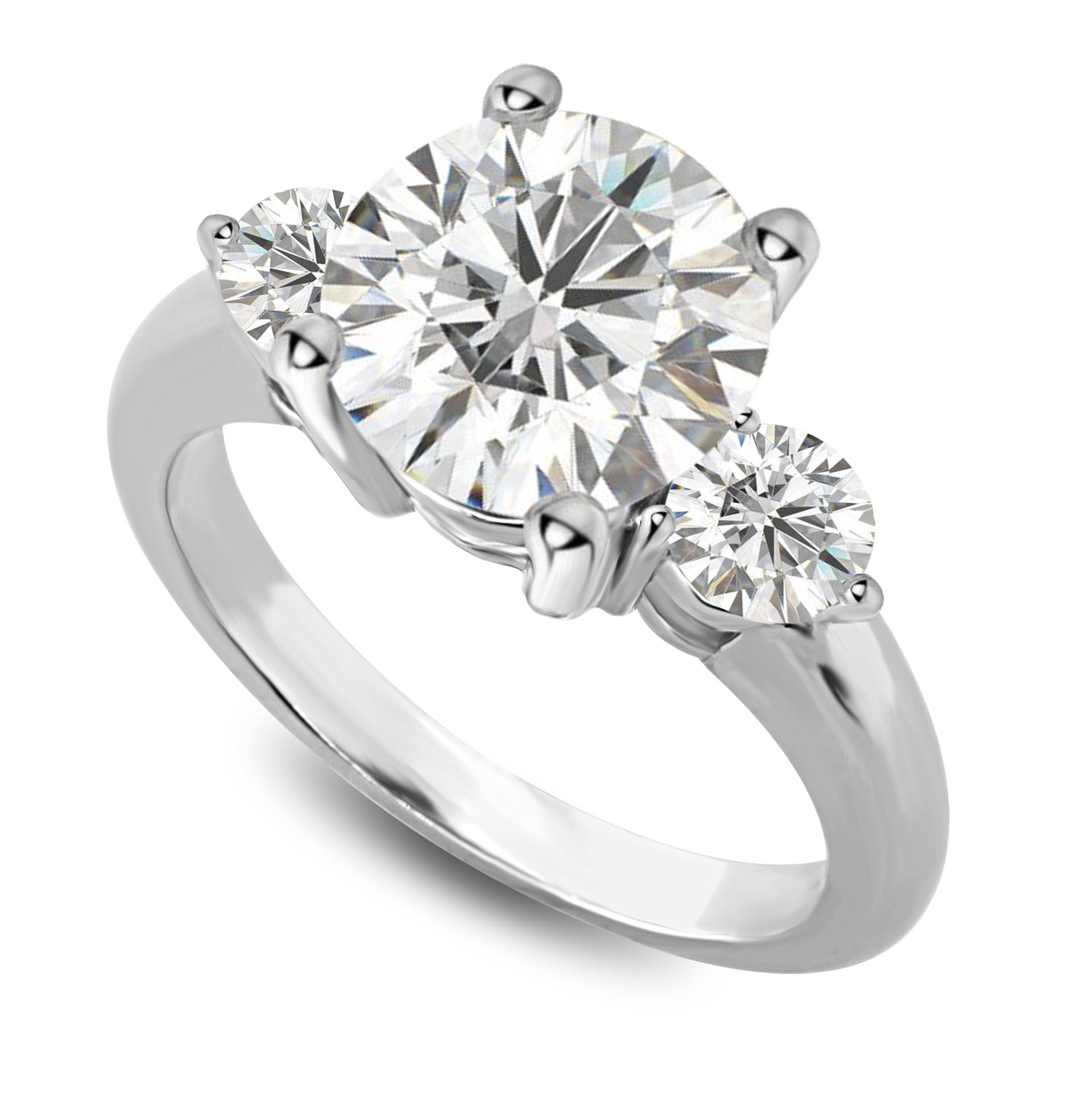 All Round Diamond Three-Stone Engagement Ring, Gold or Platinum