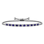 1.40 Carats Genuine Blue Sapphire & 0.88 Carats Diamond Adjustable Bracelet