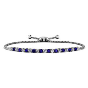 1.40 Carats Genuine Blue Sapphire & 0.88 Carats Diamond Adjustable Bracelet